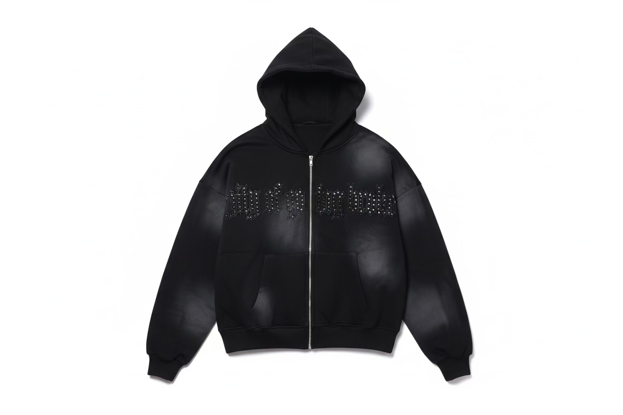 BLACK RIVET STONE HOODIE